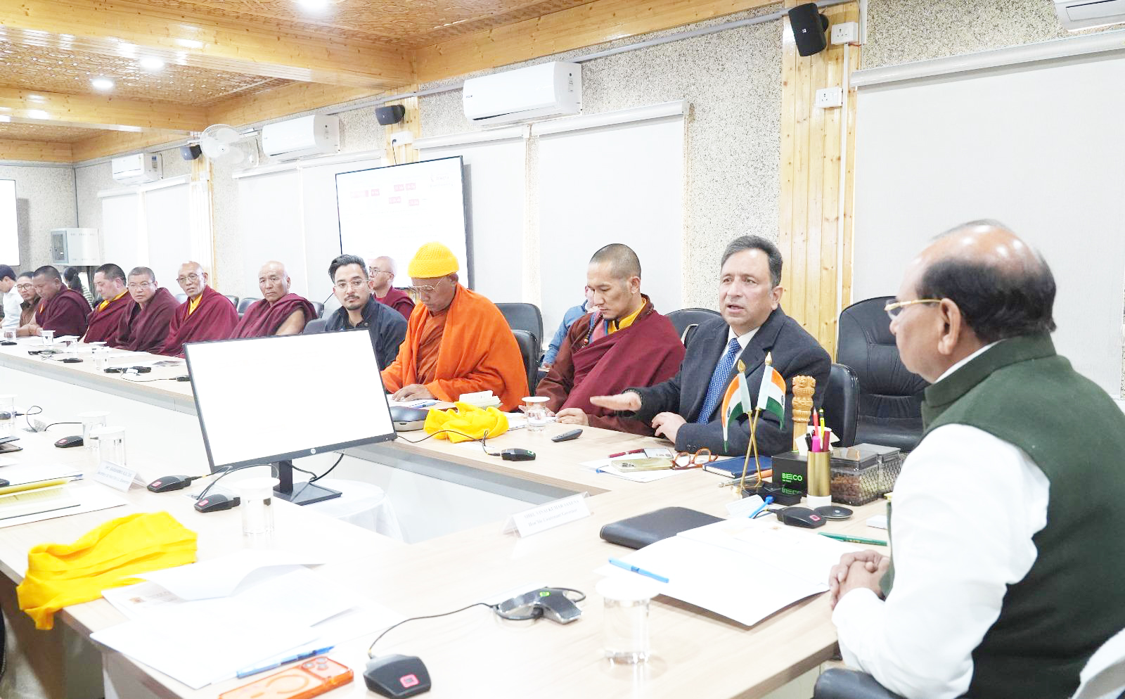 L-G VK Saxena meets Rinpoches to review preparations for Sacred Exposition of Holy Relics of Lord Buddha in Leh and Zanskar