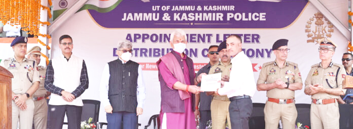 LG Sinha hands over appointment letters to newly recruited J&K Police Constables LG Sinha hands over appointment letters to newly recruited J&K Police Constables