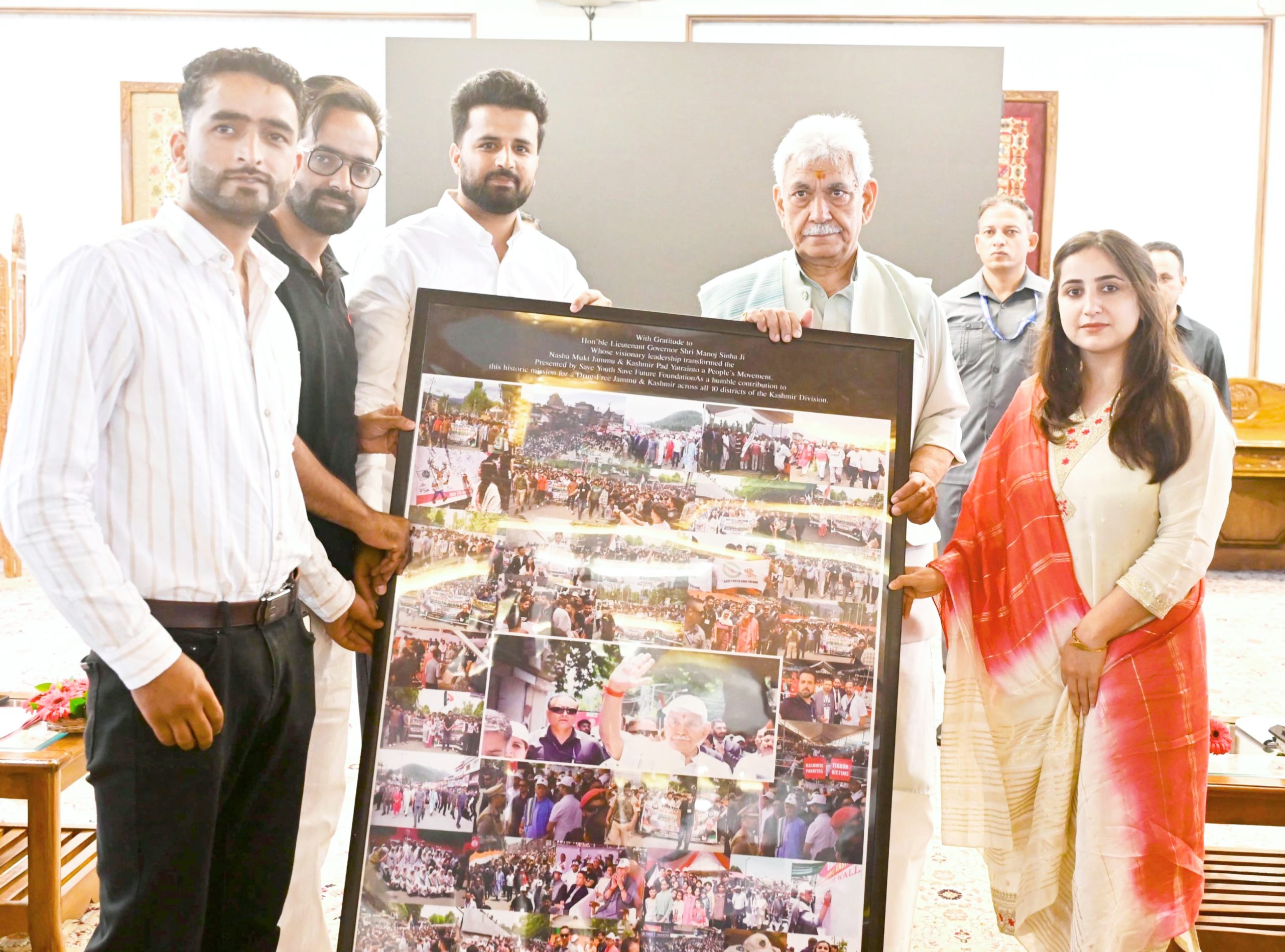 LG Manoj Sinha interacts with volunteers of Save Youth Save Future Foundation