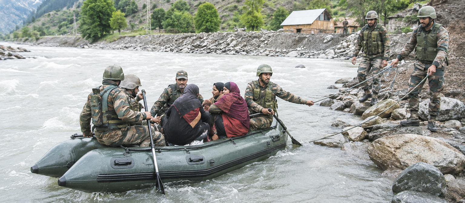 Army rescues civilians stranded in Kishanganga river in Gurez sector