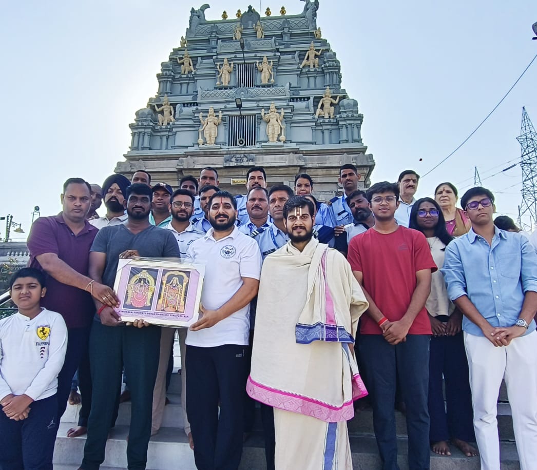 Yoga Guru Verinder Gupta honoured by staff of Tirupati Balaji Temple Jammu