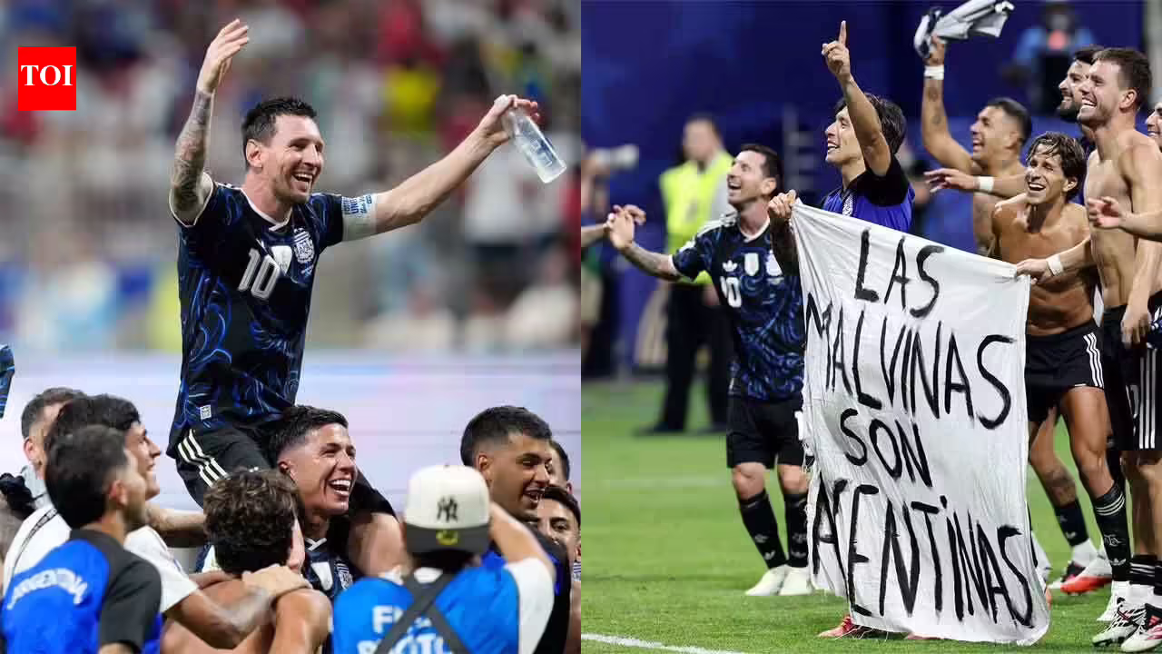 Argentina risk FIFA punishment after Falkland Islands banner during England win celebrations | Football News Argentina risk FIFA punishment after Falkland Islands banner during England win celebrations | Football News