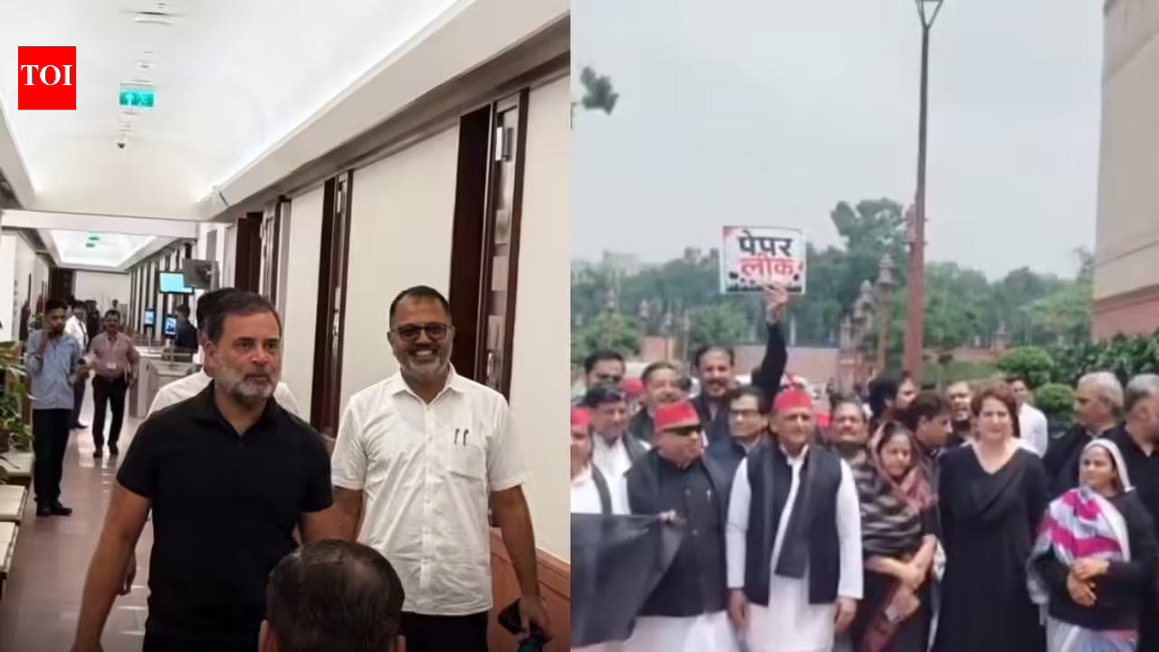 Rahul Gandhi and Opposition Stun Parliament in Black Protest Over NEET Controversy | India News Rahul Gandhi and Opposition Stun Parliament in Black Protest Over NEET Controversy | India News