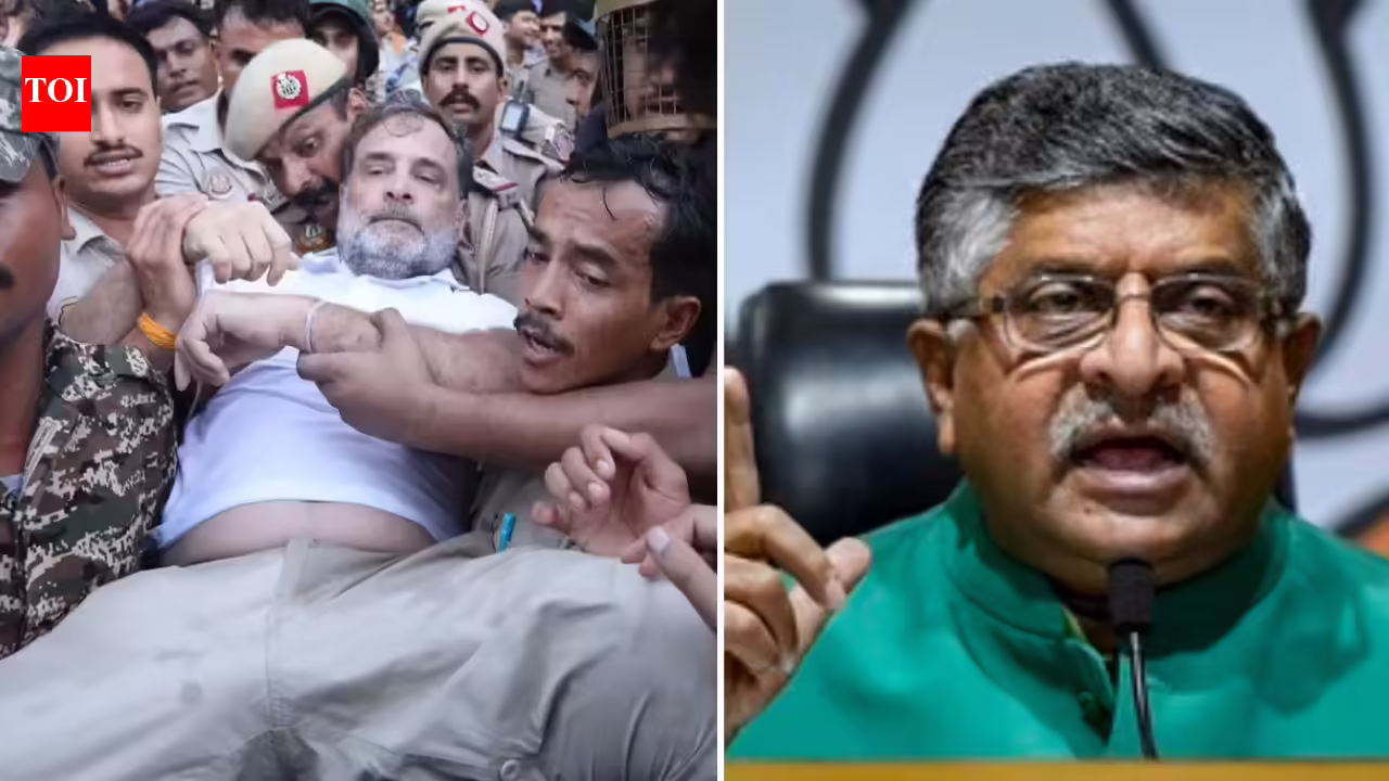 ‘Does India run on your arrogance?’ BJP tears into Rahul Gandhi over PM residence march | India News ‘Does India run on your arrogance?’ BJP tears into Rahul Gandhi over PM residence march | India News
