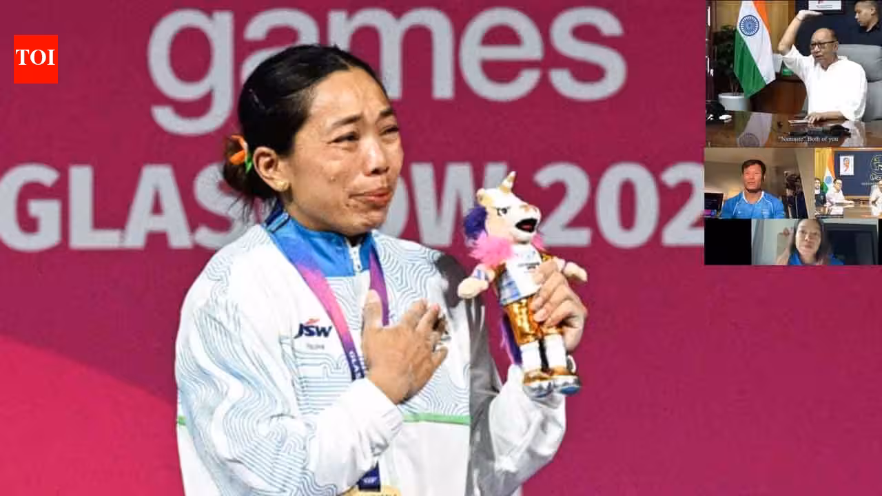 ‘We are proud of you’: Manipur CM Yumnam Khemchand Singh’s video call with Mirabai Chanu, Rishikanta Singh after Commonwealth Games medals – WATCH | Commonwealth Games News ‘We are proud of you’: Manipur CM Yumnam Khemchand Singh’s video call with Mirabai Chanu, Rishikanta Singh after Commonwealth Games medals – WATCH | Commonwealth Games News