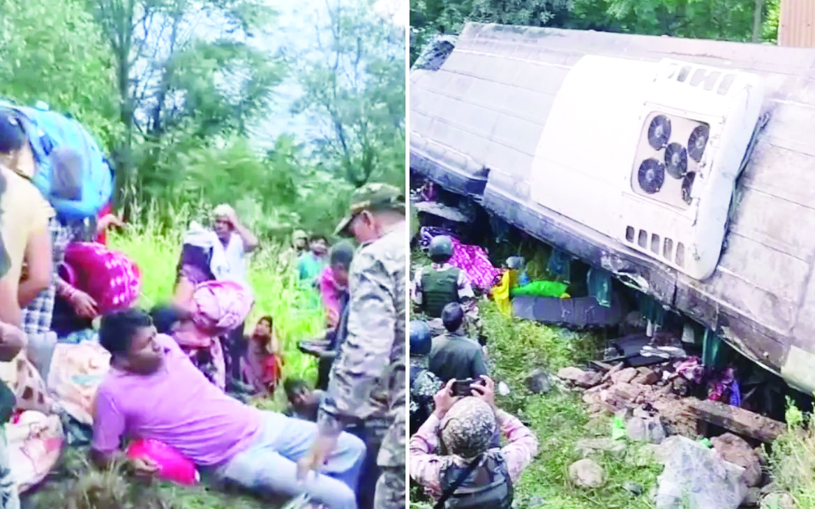 39 Amarnath Yatris injured as bus skids off road near Hariganiwan on Srinagar-Leh Highway 39 Amarnath Yatris injured as bus skids off road near Hariganiwan on Srinagar-Leh Highway