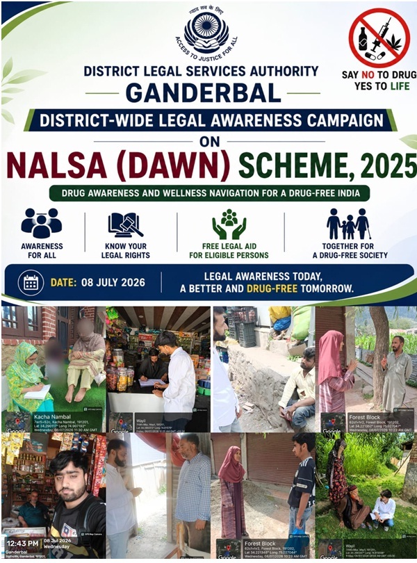 DLSA Ganderbal launches district-wide door-to-door Legal Awareness Campaign on NALSA 2025