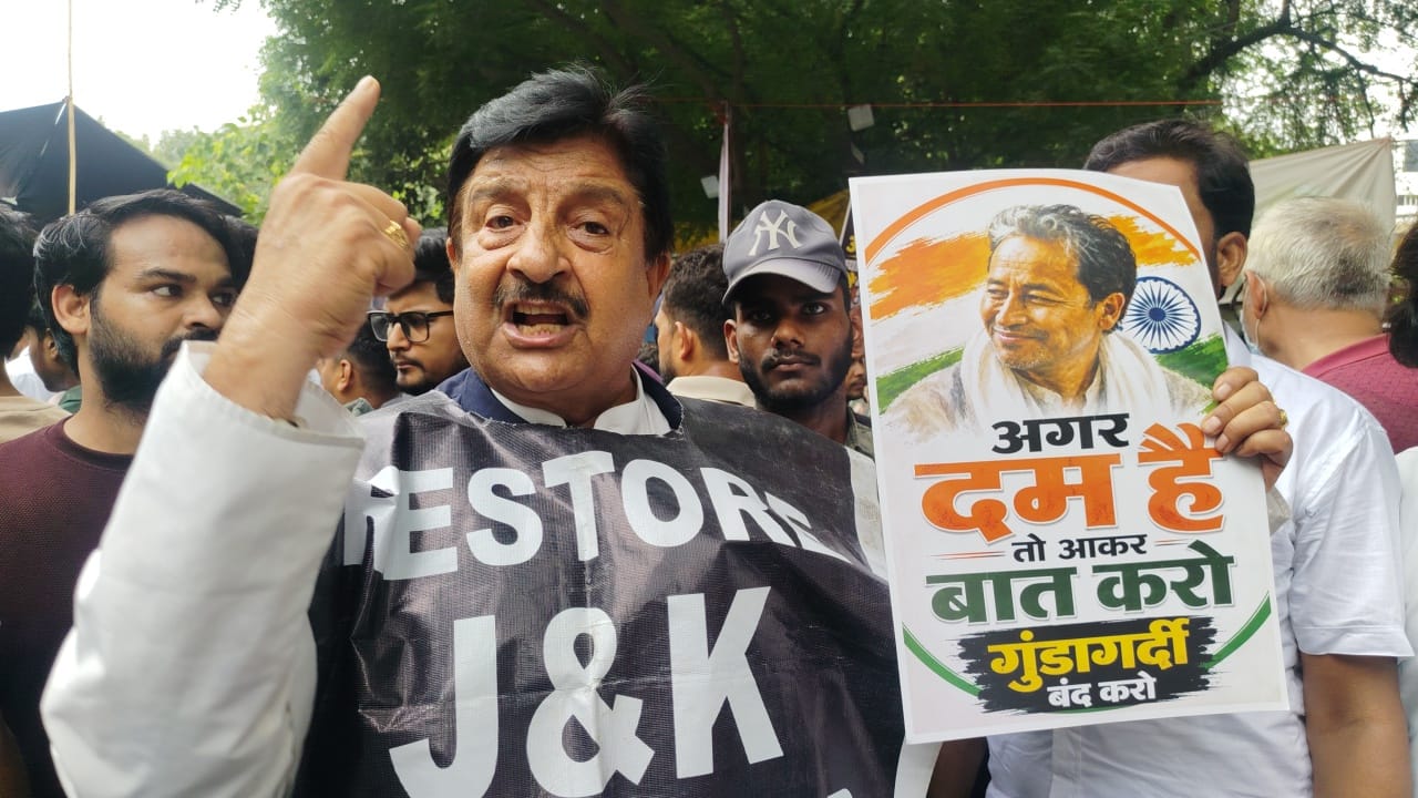 Dimple holds protest at Jantar Mantar, demands restoration of J&K Statehood, Art 370