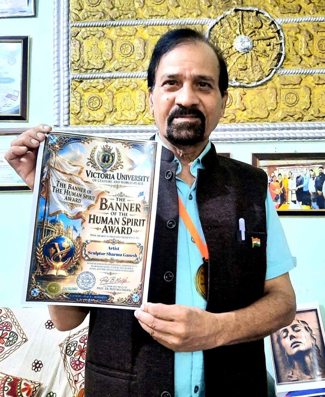 Dr. Ganesh Sharma honoured with “The Banner of the Human Spirit International Award”