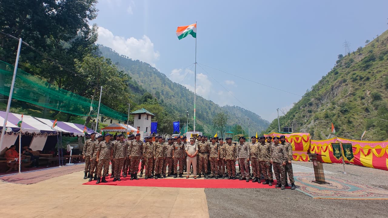 National Flag hoisted by 84 Bn CRPF on bank of Chenab River
