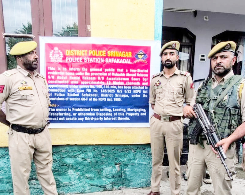 Srinagar Police attaches ₹ 2.74 Crore property of alleged drug peddler under NDPS act