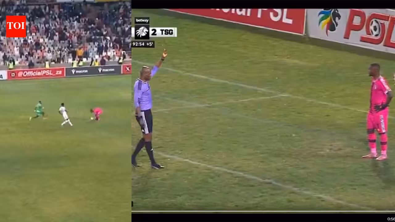 Bizarre send-off! Goalkeeper gets red card for handling ball way outside the penalty box – Watch | Football News Bizarre send-off! Goalkeeper gets red card for handling ball way outside the penalty box – Watch | Football News