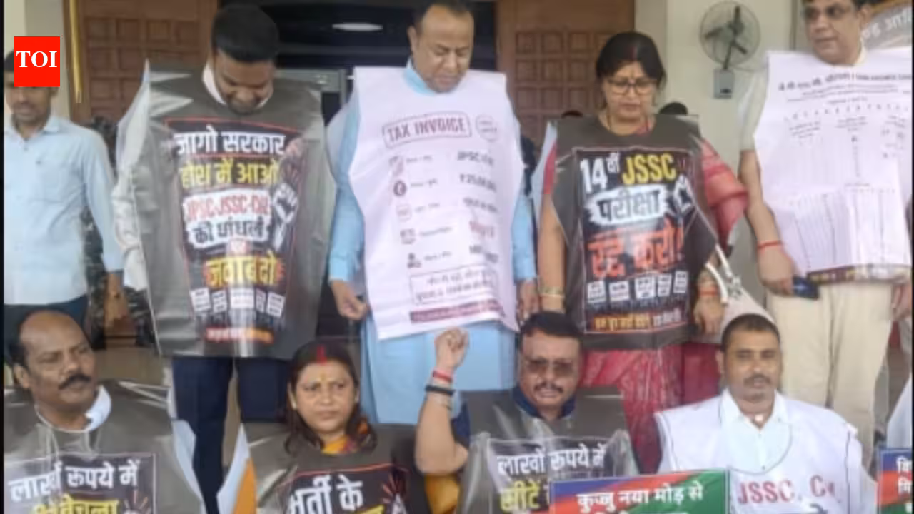 BJP MLAs storm well, disrupt Jharkhand assembly over exam irregularities | India News