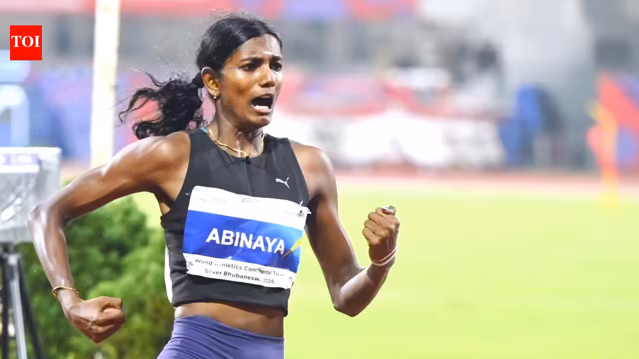 Abinaya Rajarajan breaks U20 national record with stunning 11.34s in Bhubaneswar | More sports News Abinaya Rajarajan breaks U20 national record with stunning 11.34s in Bhubaneswar | More sports News