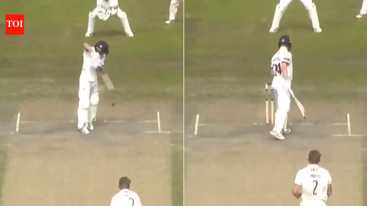 ‘One tip one hand’: English batter out in bizarre fashion in County match – Watch | Cricket News