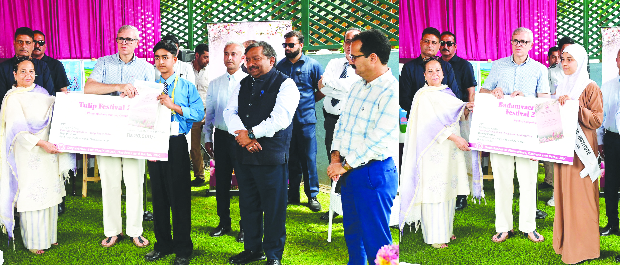 CM Omar Abdullah felicitates winners of competitions organized by Floriculture Department