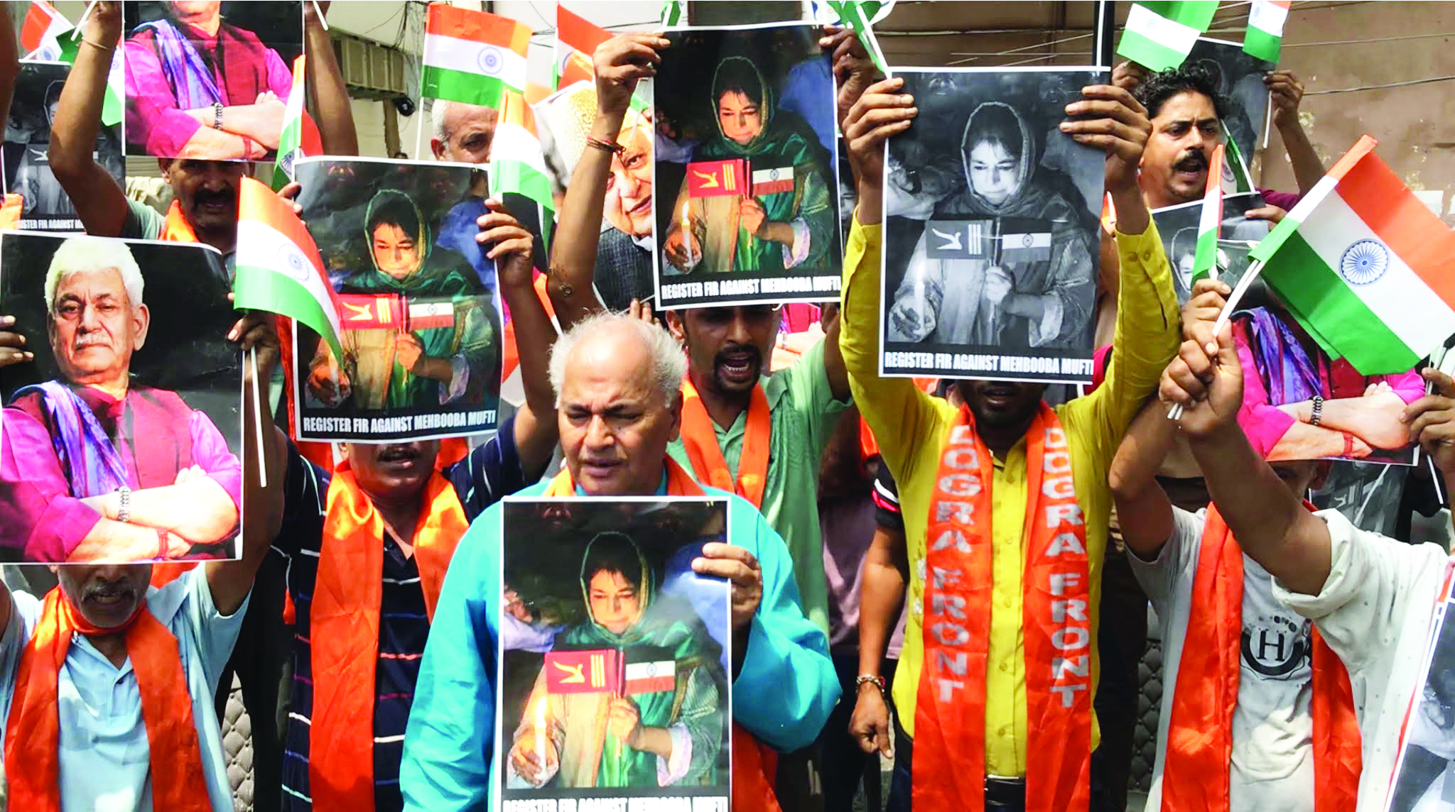 DFSS holds protest, seeks action against Mehbooba Mufti over alleged flag code violation