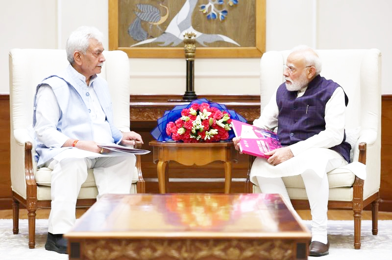 LG Manoj Sinha Meets PM Narendra Modi in New Delhi LG Manoj Sinha Meets PM Narendra Modi in New Delhi