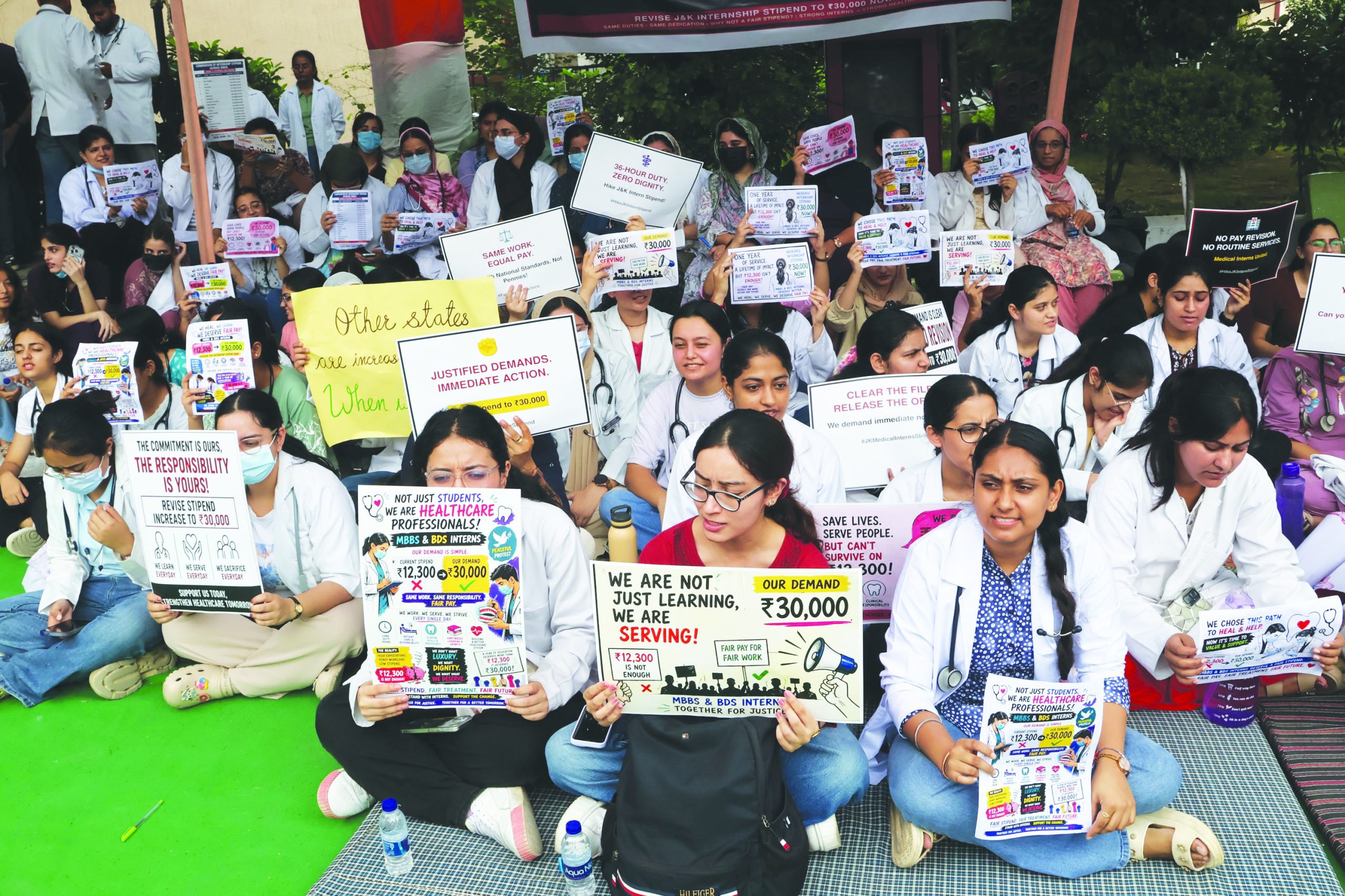 MBBS Interns hold protest, demand hike in monthly stipend