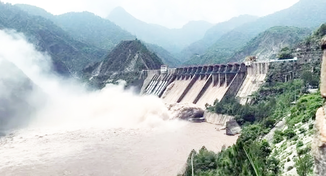 Salal Dam opens multiple gates to regulate water level following heavy rainfall in catchment areas