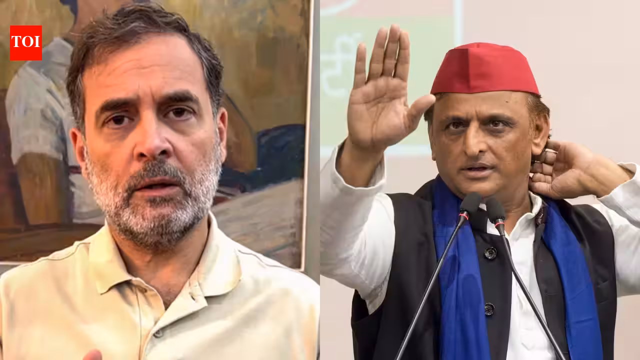 J&K Congress stages protest against picture linking Rahul, Akhilesh with terrorism | India News J&K Congress stages protest against picture linking Rahul, Akhilesh with terrorism | India News