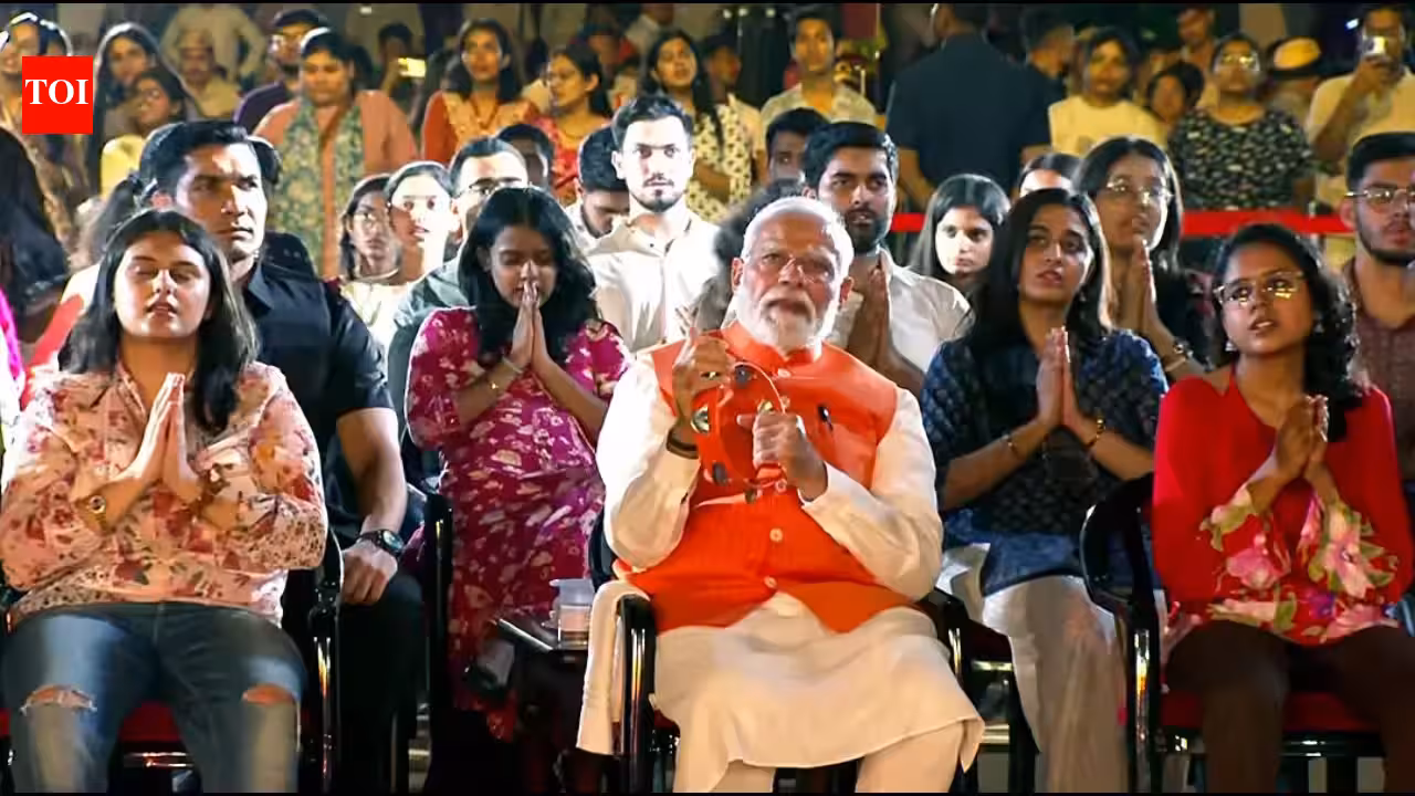 PM Modi grooves with Gen Z at ‘bhajan clubbing’ event | India News