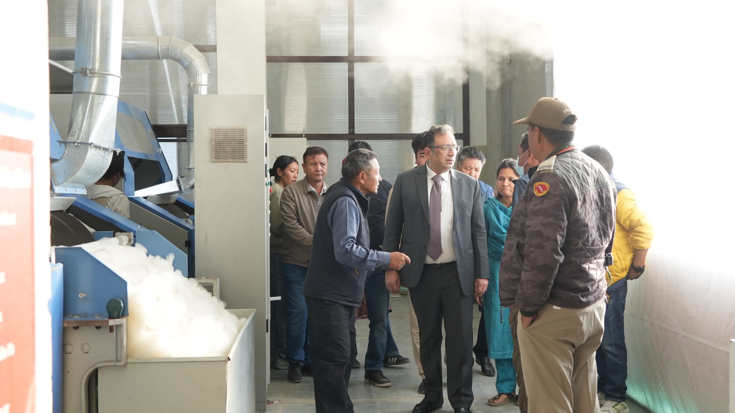 Chief Secretary Ashish Kundra reviews Pashmina Dehairing Plant in Leh