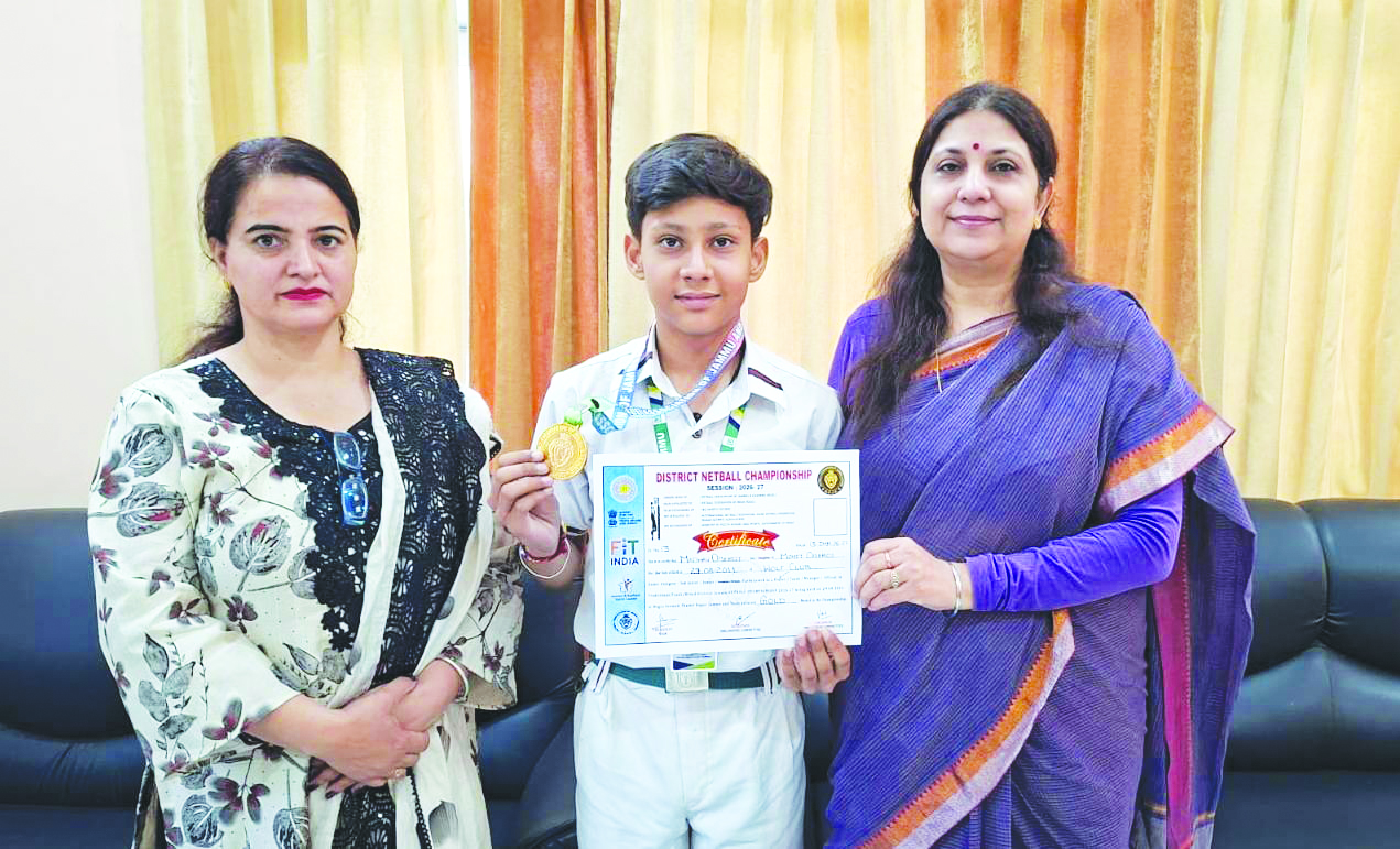 DPS Jammu student Madhav Oberoi wins gold medal in District Netball Championship