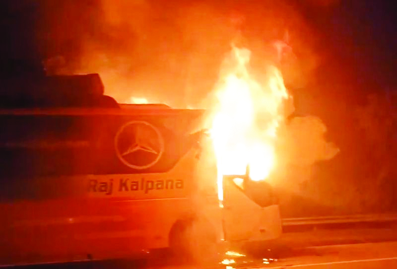 9 charred to death as sleeper bus catches fire on Yamuna Expressway in Greater Noida