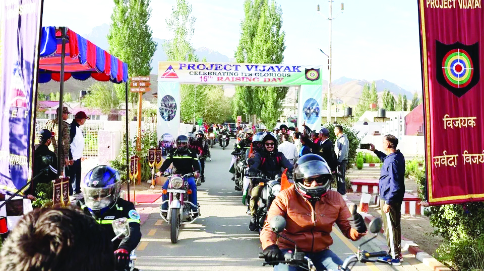 Project Vijayak kicks off 16th Raising Day celebrations with 51-rider rally in Ladakh