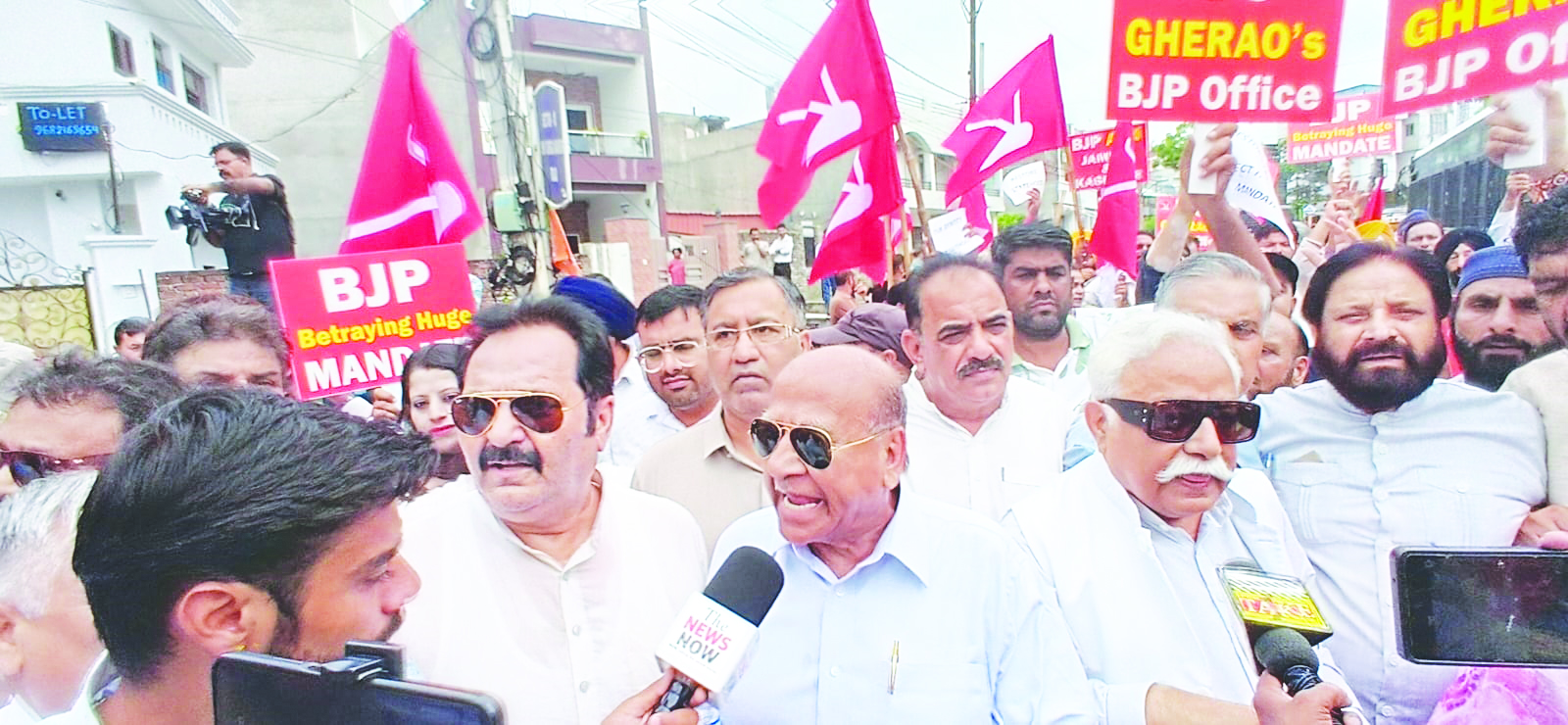 NC Gheraoes BJP Headquarters, demands immediate restoration of Statehood to J&K