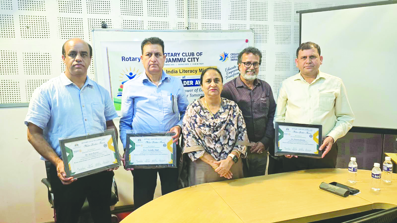 Rotary Club of Jammu City honors PSPS GCW Gandhi Nagar educators with Nation Builder Award 2026