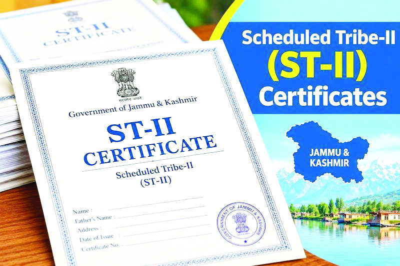 Over 5.73 lakh ST-II certificates issued across J&K: Govt