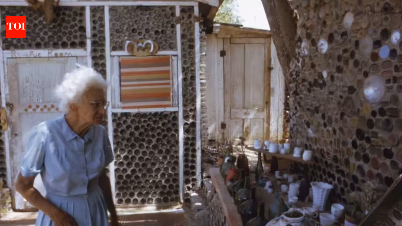 In 1956, a 60-year-old California woman found building blocks too expensive and began hauling bottles from a dump; 25 years later she had turned tens of thousands of discarded objects into a 15-building folk-art village