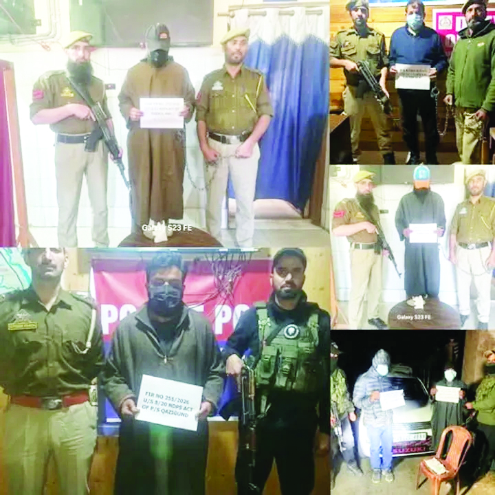 Police arrest 6 drug peddlers in Kashmir, contraband substance recovered