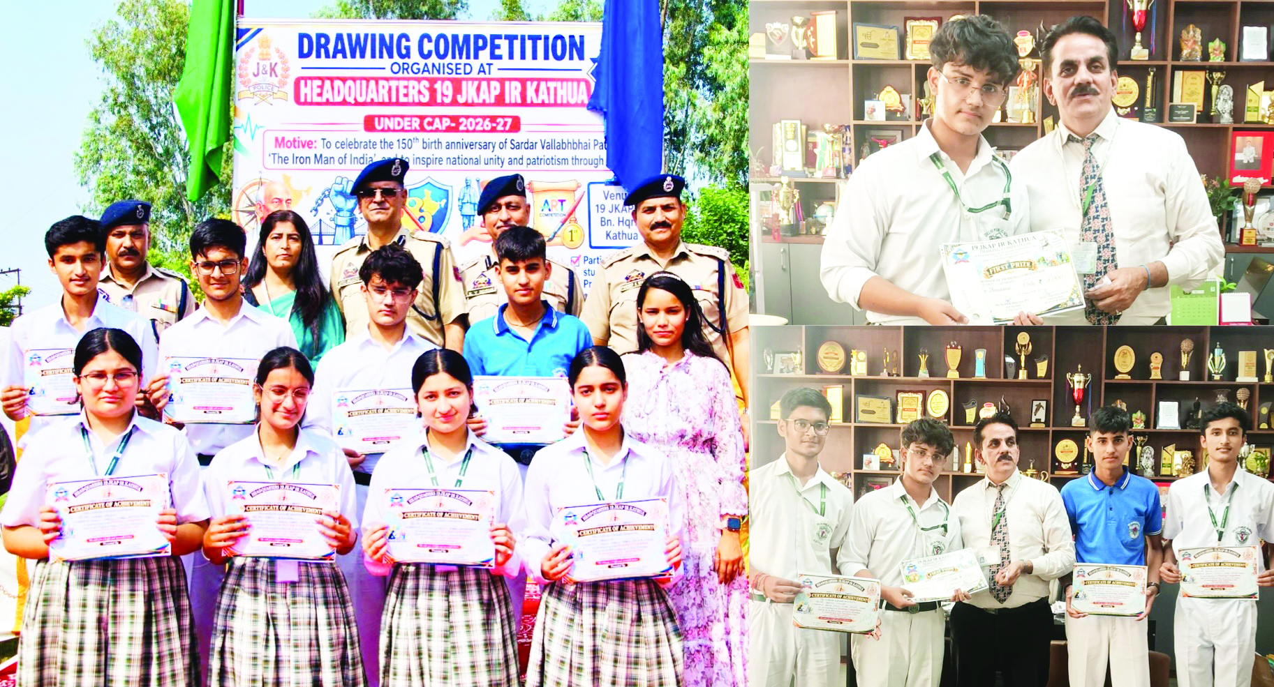 DPS Kathua’s Saksham Sharma wins first prize in J&K Police Drawing Competition