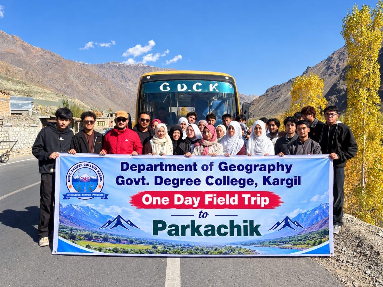 Geography Dept GDC Kargil organises field study tour to Parkachik Village and Glacier