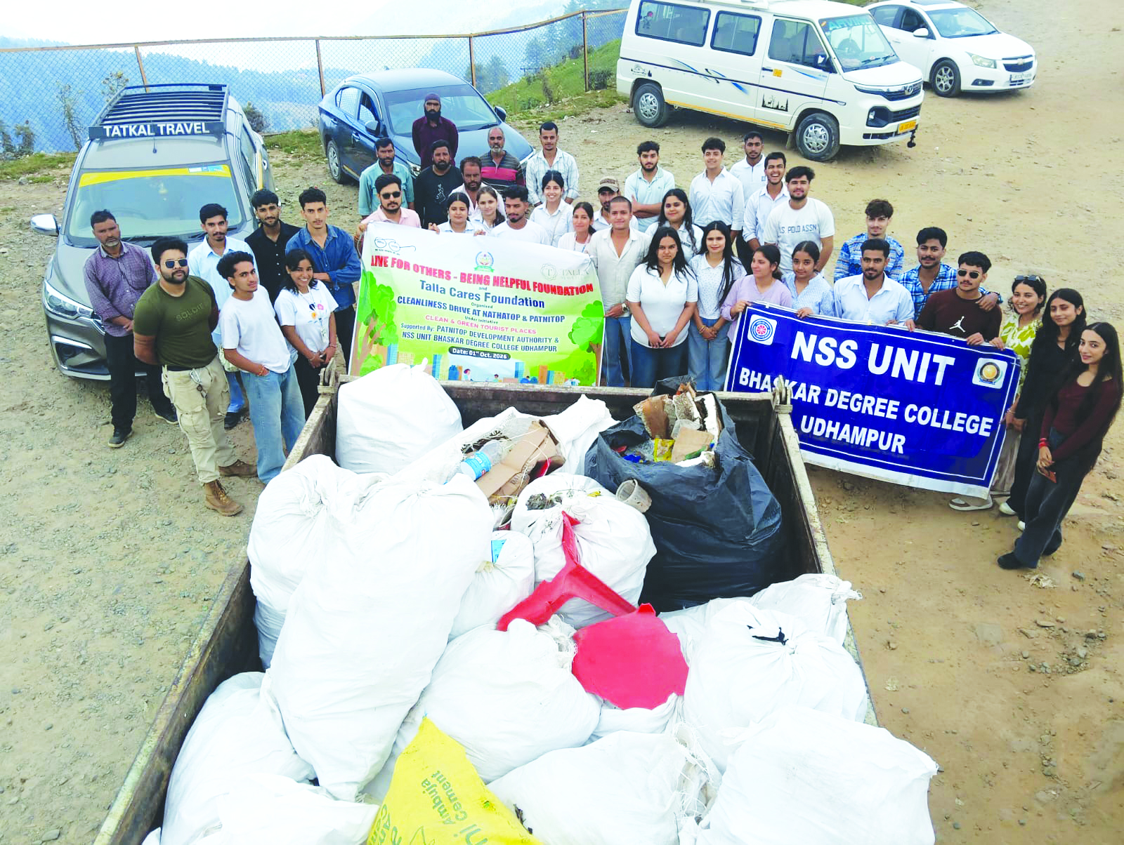 LFO-BHF organises cleanliness drive at Nathatop–Patnitop on Gandhi Jayanti, collects 573 Kg of waste