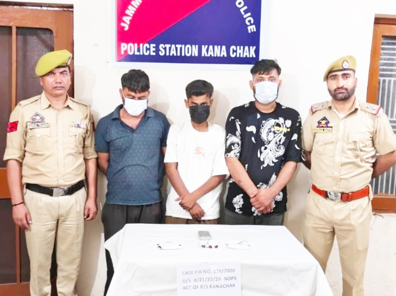 Lady follower in J&K Police among 3 held with narcotics, Pistols in Jammu