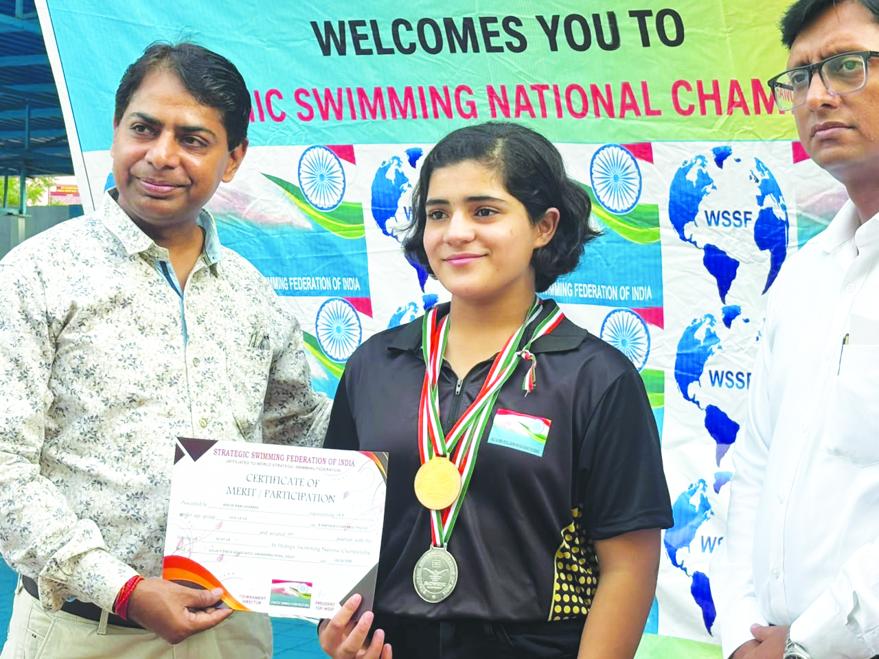 Ravya Raaj Sharma wins gold and two silver medals at National Swimming Championship